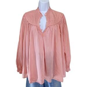 Forte Forte Italy Silk Cotton Rose Pink Boho Hippie Poet Blouse Size 0 / Small